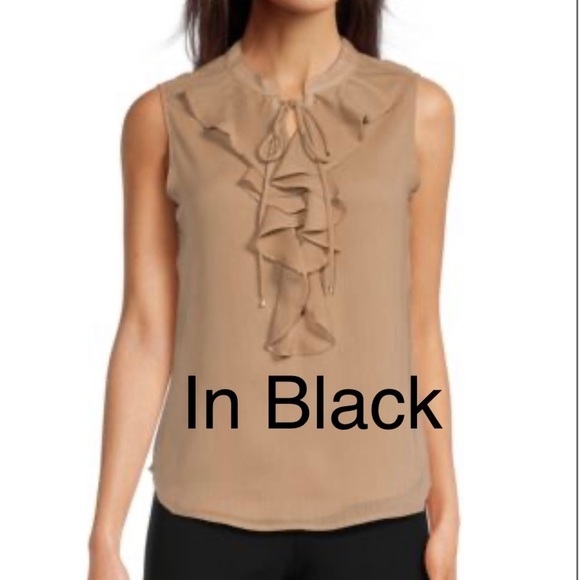 Ruffled Sleeveless black Blouse - Picture 1 of 8